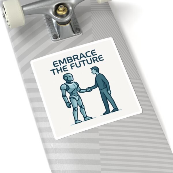 Embrace the Future Sticker — Robot & Human Handshake Kiss-Cut Vinyl Sticker Embrace the Future Sticker — Robot & Human Handshake Kiss-Cut Vinyl Sticker