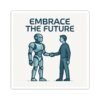 Embrace the Future Sticker — Robot & Human Handshake Kiss-Cut Vinyl Sticker Embrace the Future Sticker