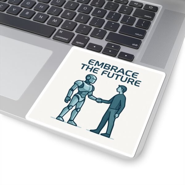 Embrace the Future Sticker — Robot & Human Handshake Kiss-Cut Vinyl Sticker Embrace the Future Sticker — Robot & Human Handshake Kiss-Cut Vinyl Sticker