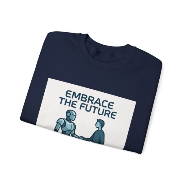 Embrace the Future Sweatshirt — Robot & Human Handshake Crewneck
