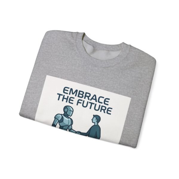 Embrace the Future Sweatshirt — Robot & Human Handshake Crewneck