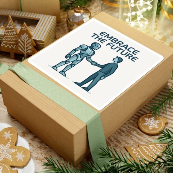 Embrace the Future Sticker — Robot & Human Handshake Kiss-Cut Vinyl Sticker Embrace the Future Sticker — Robot & Human Handshake Kiss-Cut Vinyl Sticker