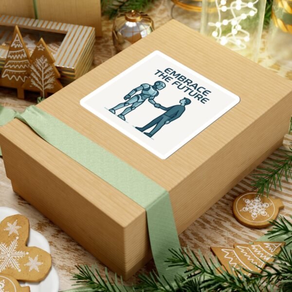 Embrace the Future Sticker — Robot & Human Handshake Kiss-Cut Vinyl Sticker Embrace the Future Sticker — Robot & Human Handshake Kiss-Cut Vinyl Sticker