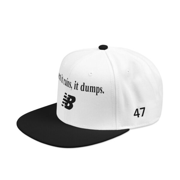When It Rains It Dumps Hat with New Balance Logo Embroidered — Green Pixel Script with Number 47 & MLB Patch