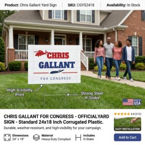 Chris Gallant Yard Sign – Official Chris Gallant For Congress Lawn Sign