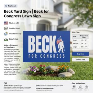 Beck Yard Sign | Beck for Congress Lawn Sign