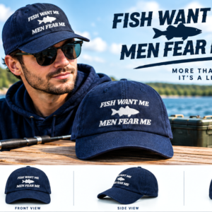 Fish Want Me Hat – Funny Fishing Dad Cap | Man Fear Me Cap