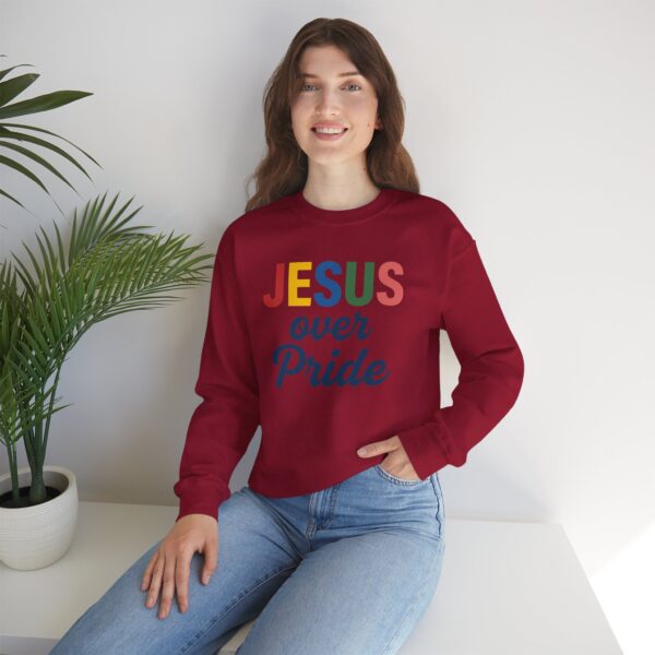 Jesus Over Pride Sweatshirt – White Faith-Inspired Crewneck