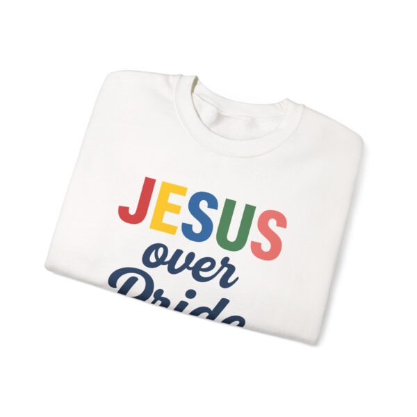 Jesus Over Pride Sweatshirt – White Faith-Inspired Crewneck
